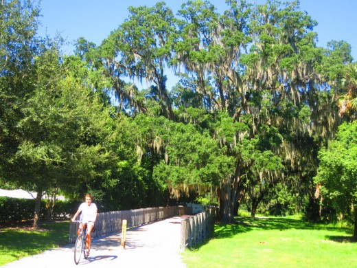 Kathie riding alomg West Orange Trail near Winter Garden, FL